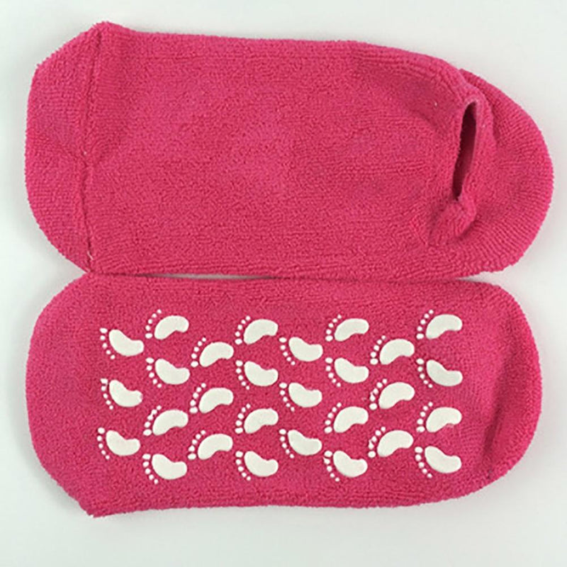 Pair Chaussettes Hydratantes Pieds en Silicone, Couleur Rose