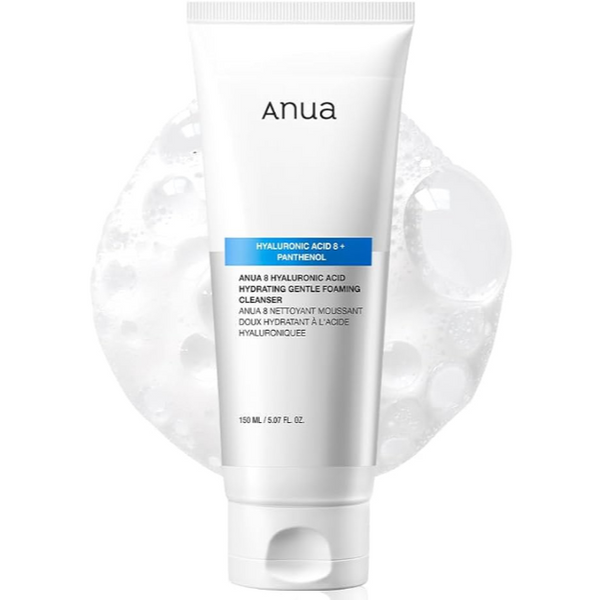 Anua, Mousse Nettoyante Douce Hydratant à 8 Acides Hyaluronique + Panthenol, 150ml