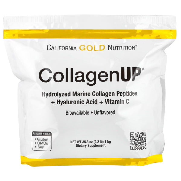 California Gold Nutrition, CollagenUP, collagène hydrolysé marin + acide hyaluronique + vitamine C, Sans saveur  (1 kg)