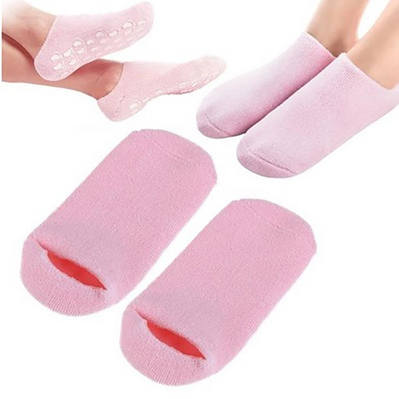 Pair Chaussettes Hydratantes Pieds en Silicone, Couleur Rose