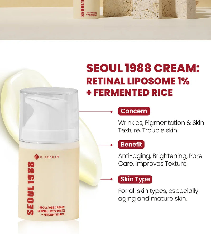 KSECRET, Creme SEOUL 1988 : Retinal Liposome 1% + Fermented Rice, 50ml