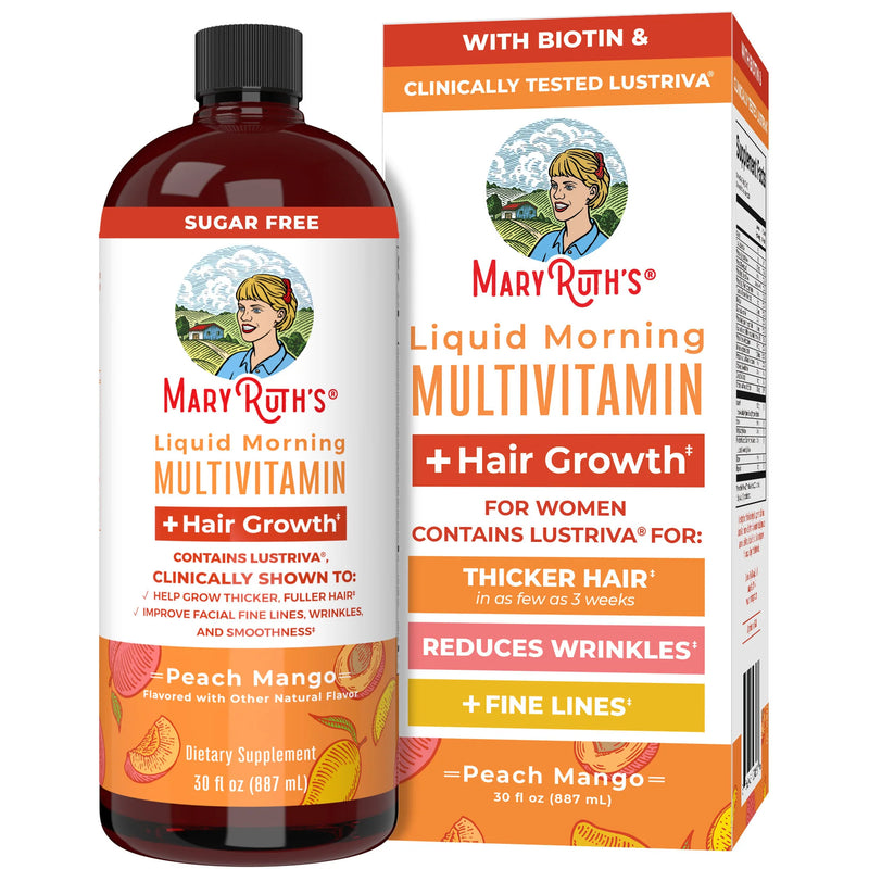 MaryRuth's, Multivitamines Liquid Morning + Croissance des Cheveux, Pêche Mangue, 887ml