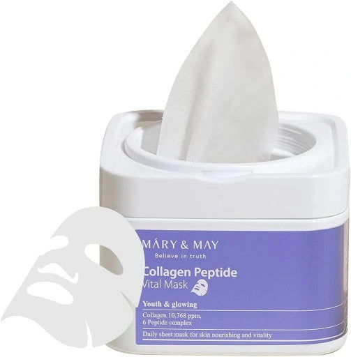 Mary&May, Masque Collagen Peptide Vital, 30pcs