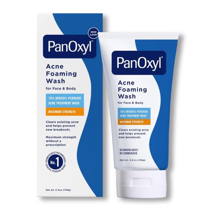 PanOxyl, Nettoyant moussant contre l'acné, Peroxyde de benzoyle 10 %, Force maximale, 156 g