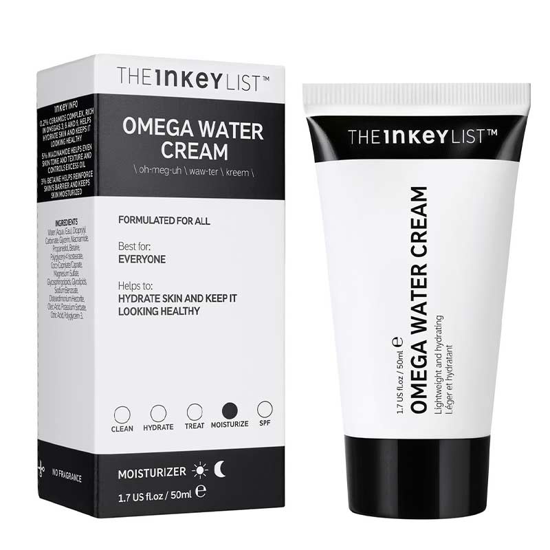 The Inkey List, Crème Hydratante à L'Eau, Sans Huile, OMEGA, 50 ml (Tous Types De Peau)