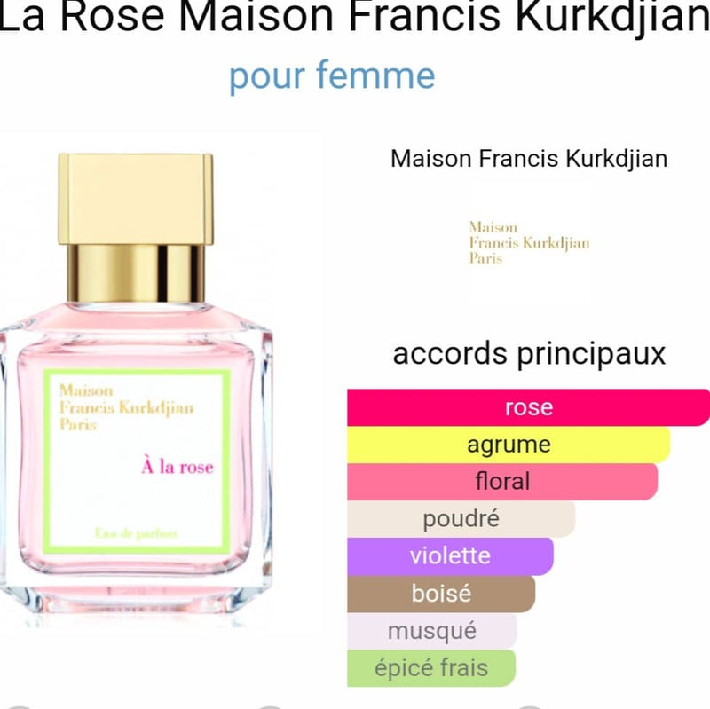 Maison Francis Kurkdjian, A La Rose, Pour Femme, 3ml (N07) (Rose/Agrume/Floral)