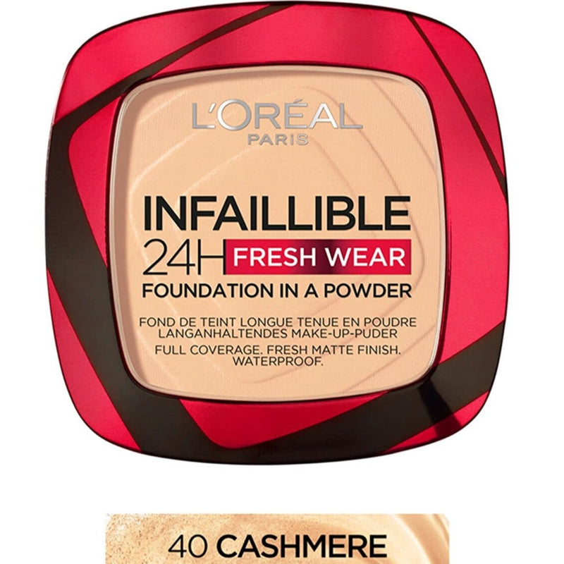 L'Oreal Paris, Fond de teint en Poudre Infaillible 24h Fresh Wear, 40 Cashmere